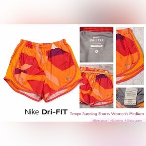 Nike Dri-FIT Tempo Running Shorts Women’s Medium Orange Pink Geometric Athletic